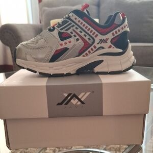 Kids Sneakers - Silver, Red, and Black